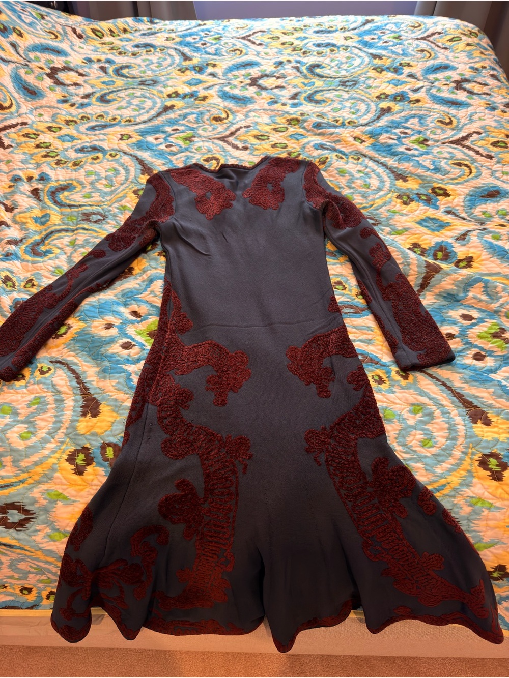ZAC POSEN Floral Maxi Dress in Black & Red Like New